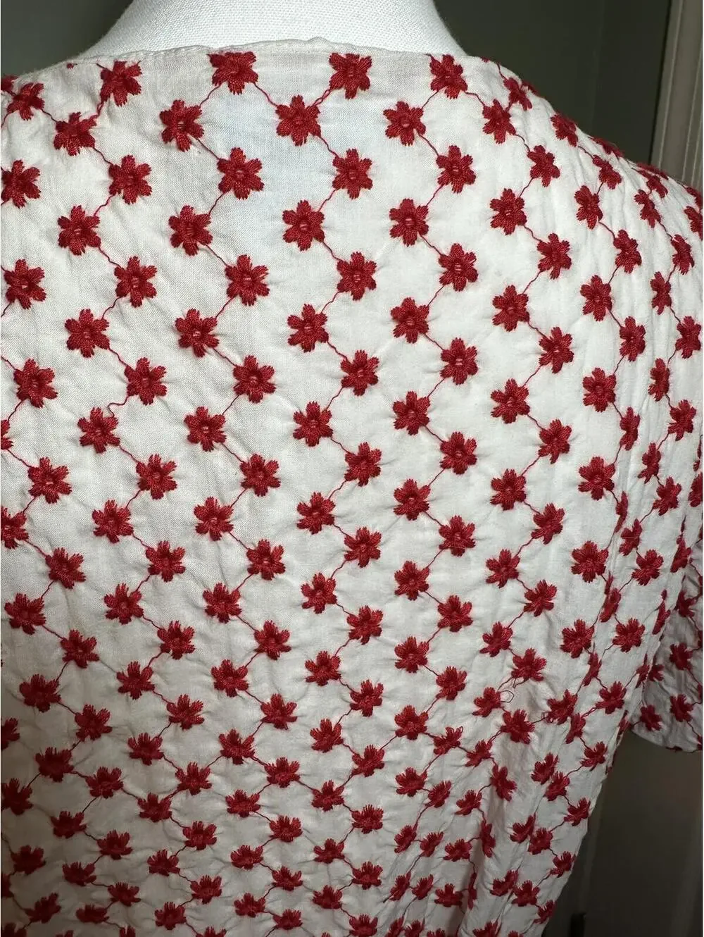 Draper James RSVP Red & White Embroidered Puff Sleeve Wrap Dress Size XXL EUC - Picture 6 of 9